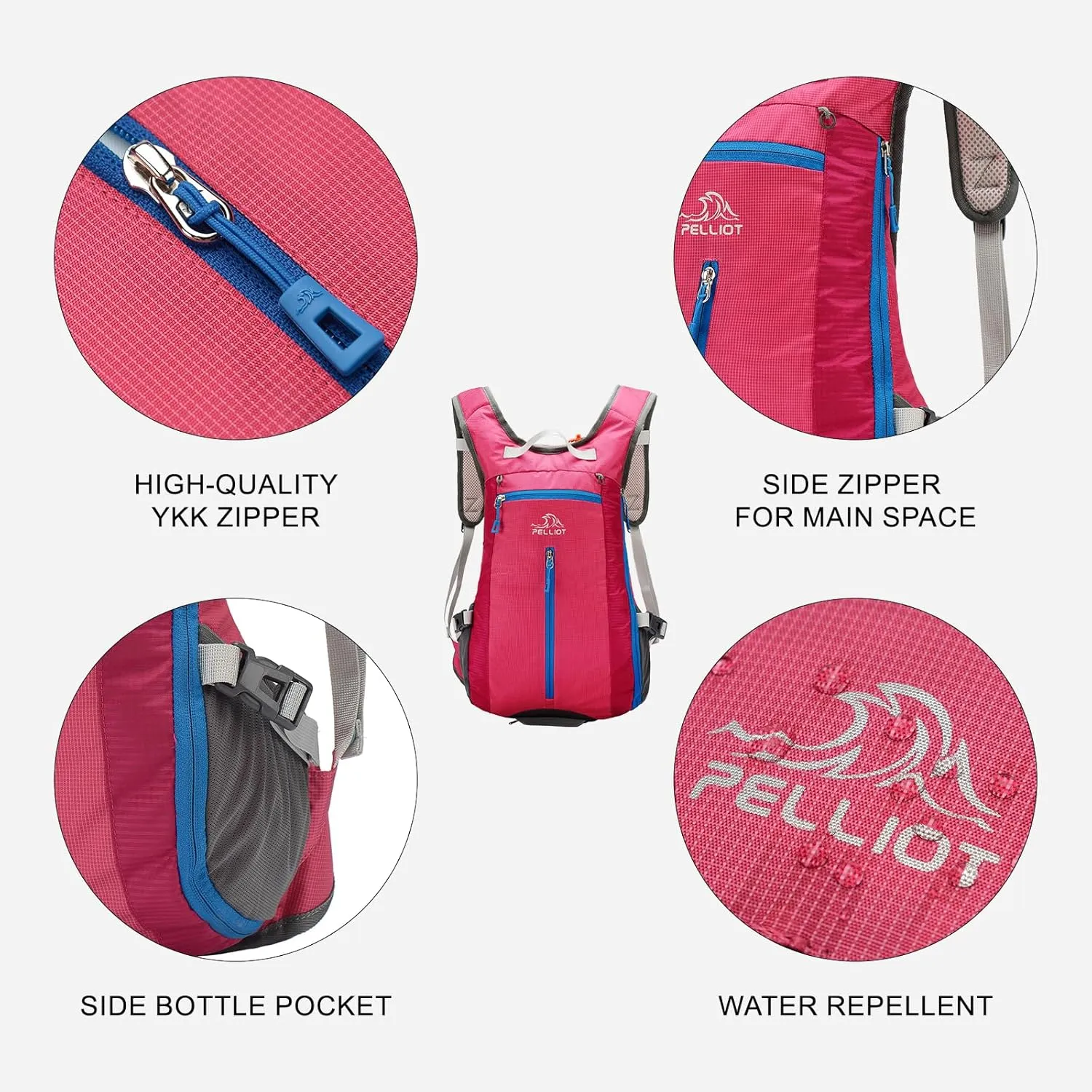 Small Hiking Backpack 15L Lightweight Travel Daypack Expandable Outdoor Back Pack for Women Men Rose