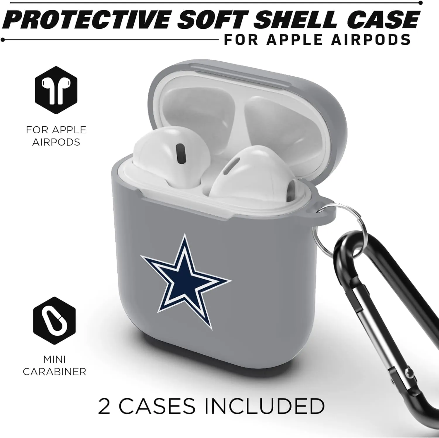 SOAR NFL Unisex Protective Case for Apple Airpods - 2 Pack