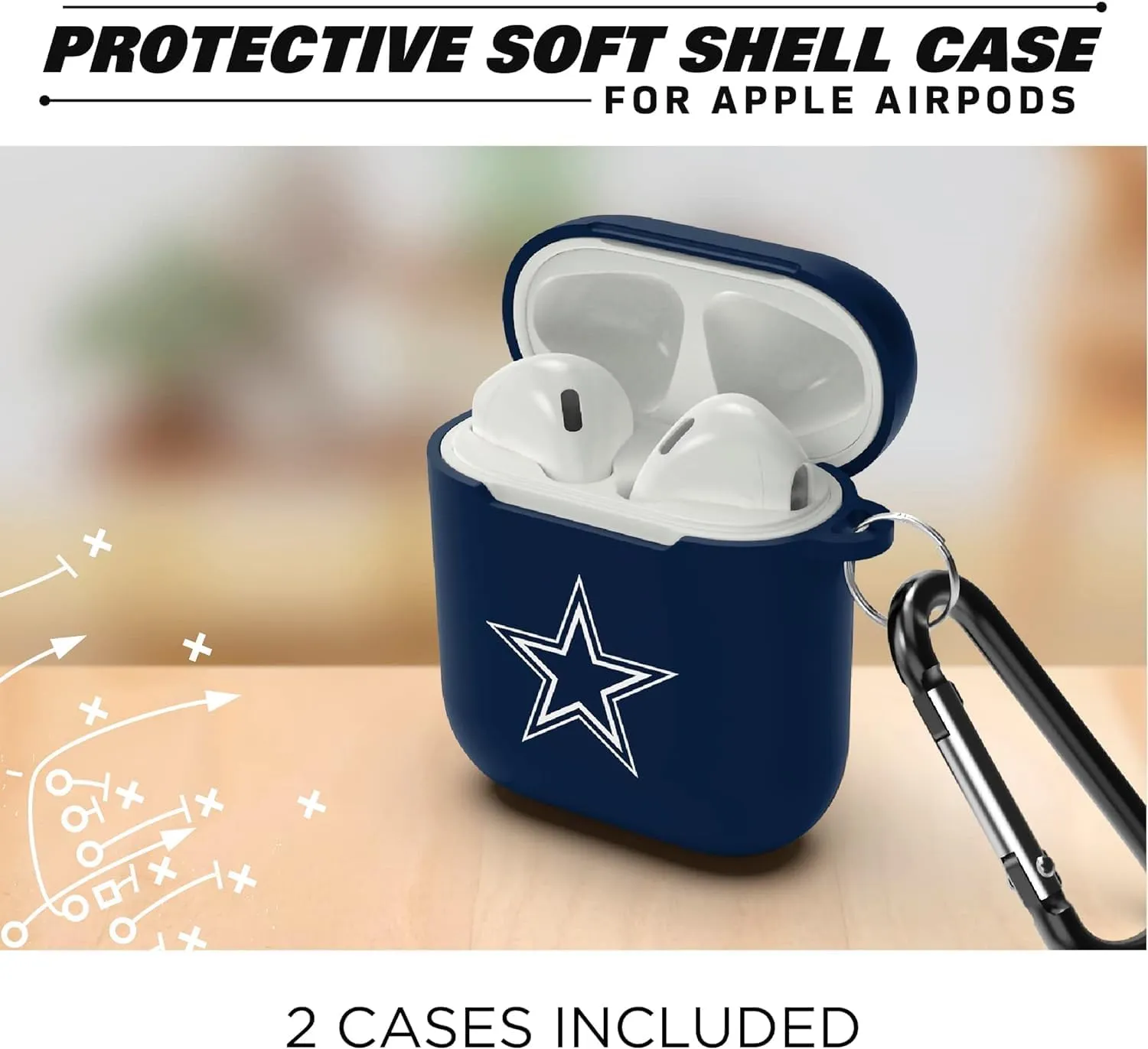 SOAR NFL Unisex Protective Case for Apple Airpods - 2 Pack