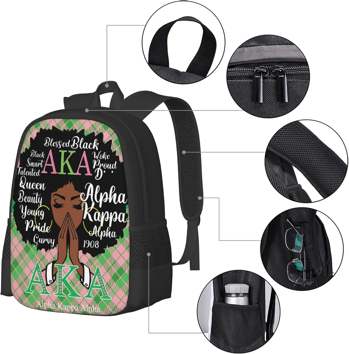 Sorority Multifunctional Backpack Large Travel Backpack for Men Women Computer Work Business Carry on Daypack, Style-12