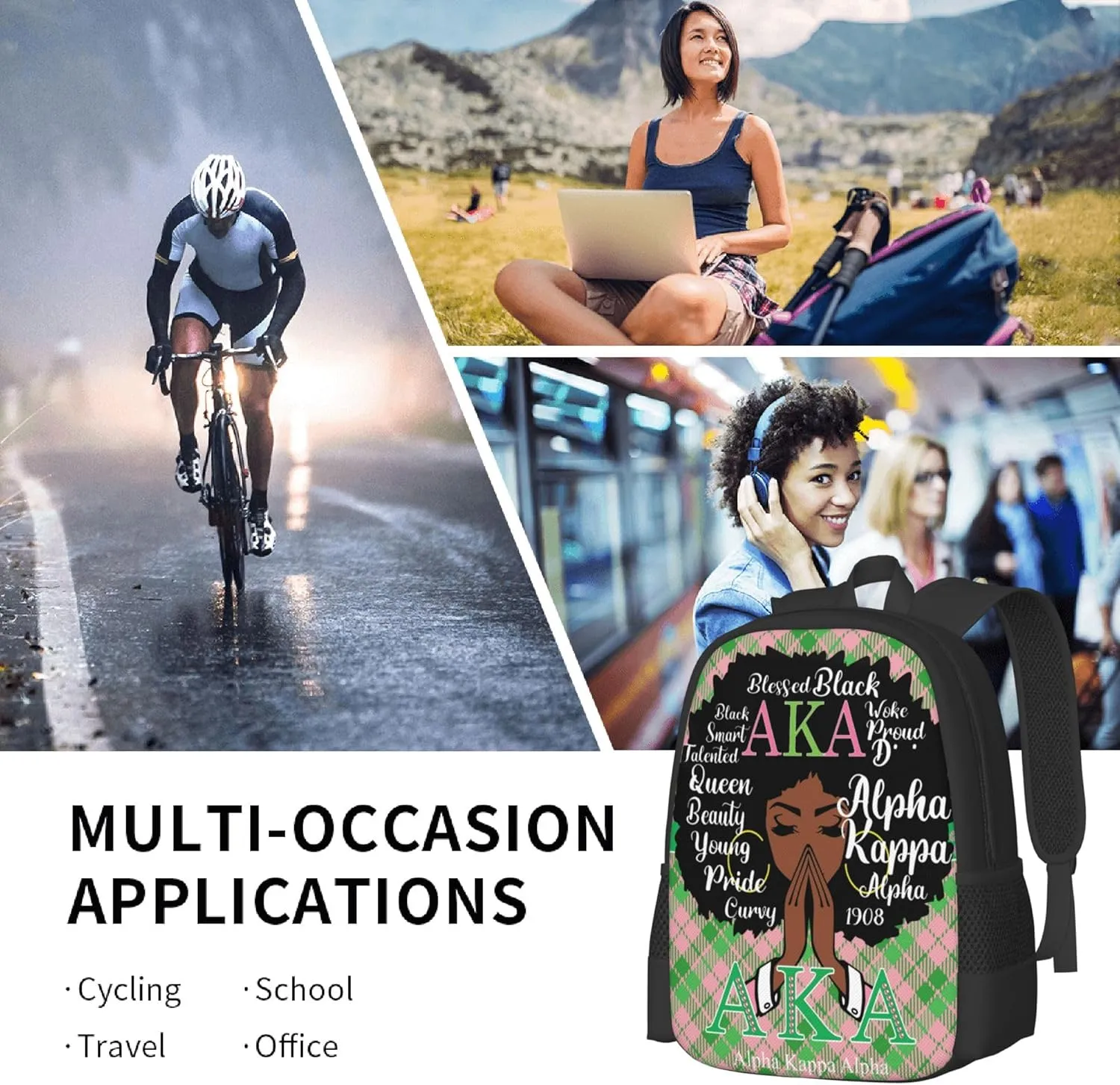 Sorority Multifunctional Backpack Large Travel Backpack for Men Women Computer Work Business Carry on Daypack, Style-12