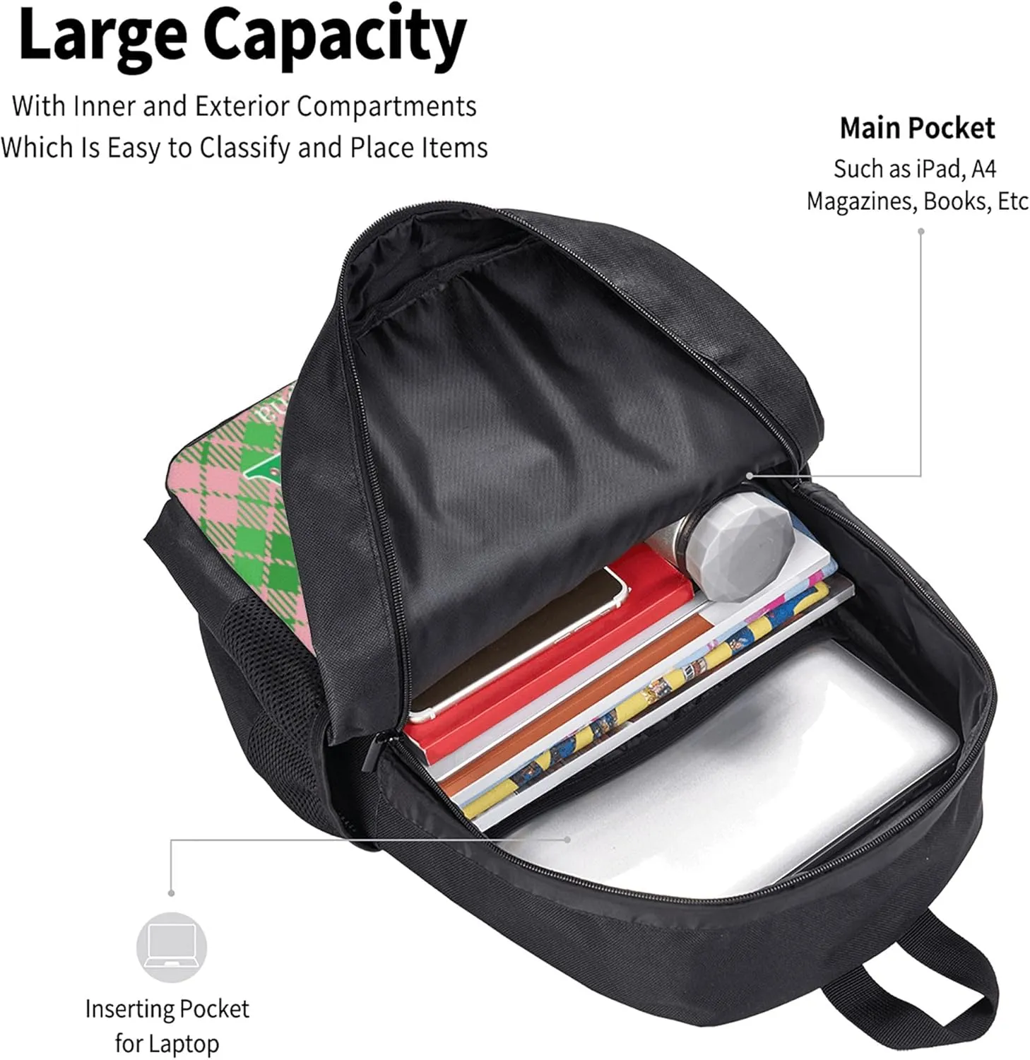 Sorority Multifunctional Backpack Large Travel Backpack for Men Women Computer Work Business Carry on Daypack, Style-12