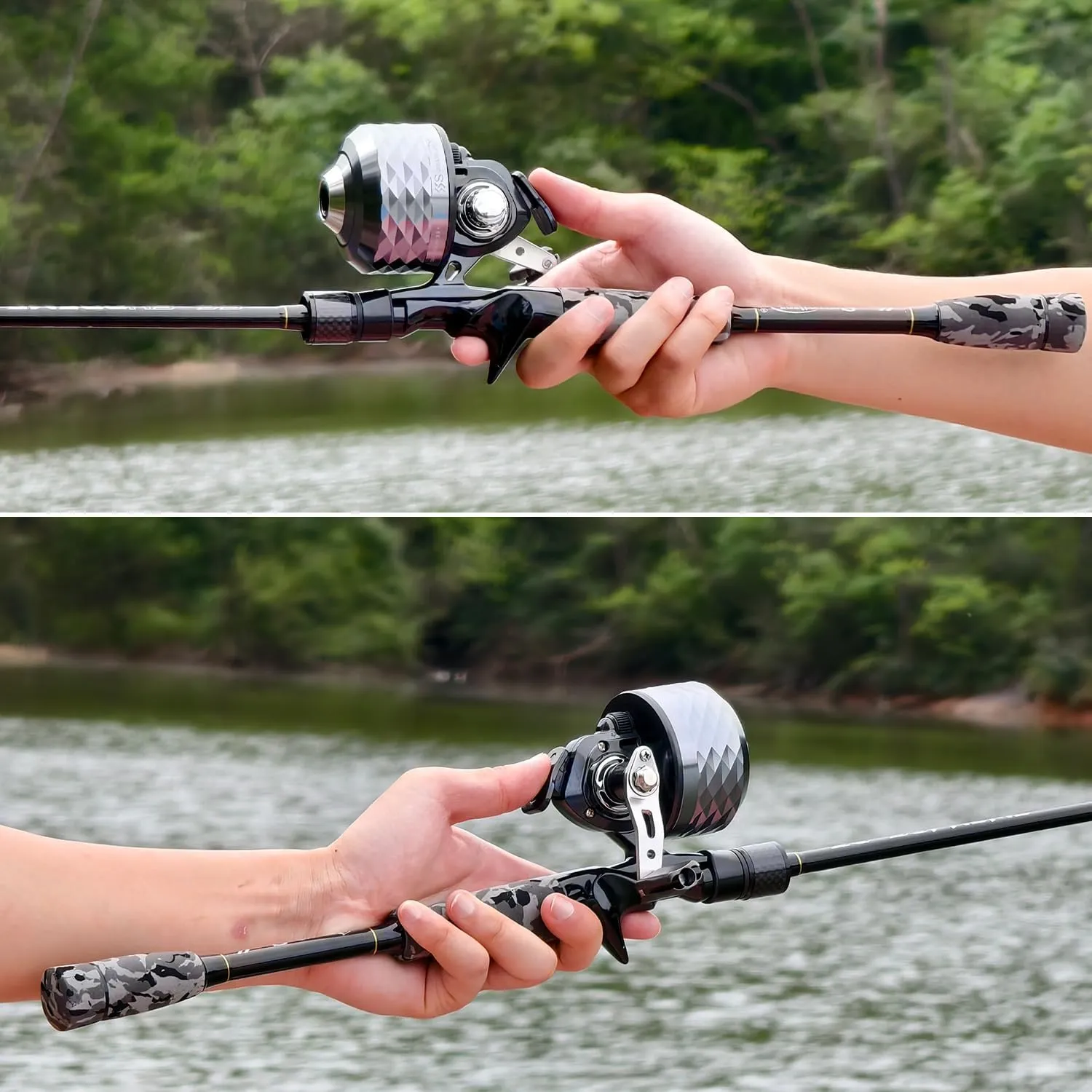 Sougayilang Spincast Reel and 2-Piece Fishing Rod Combo, Durable Fishing Rod with EVA Handle, Anti-Reverse Reel with Pre-Spooled