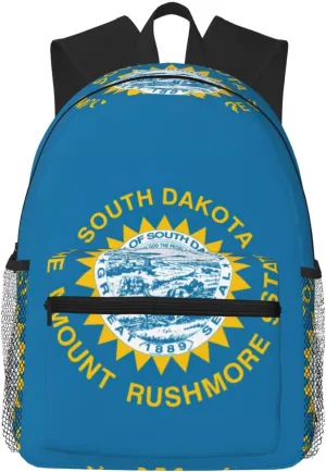 South Dakota Flag College Backpack For Women Men,Lightweight Travel Bag Backpack With Pockets for Women Men