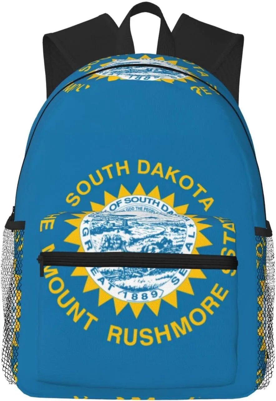 South Dakota Flag College Backpack For Women Men,Lightweight Travel Bag Backpack With Pockets for Women Men
