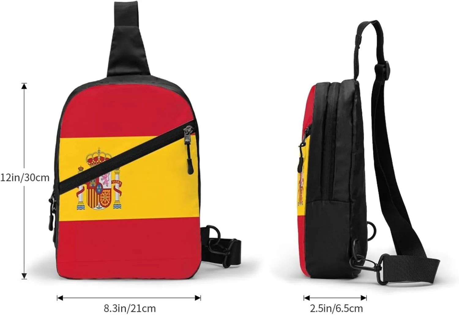 Spain Spanish Espana Flag Crossbody Bag Portable Sling Bags Foldable Chest Daypack Reusable Sports Shoulder Backpack Diagonally Casual Rucksack Travel Bag