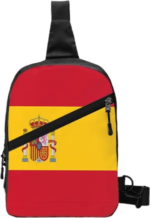 Spain Spanish Espana Flag Crossbody Bag Portable Sling Bags Foldable Chest Daypack Reusable Sports Shoulder Backpack Diagonally Casual Rucksack Travel Bag