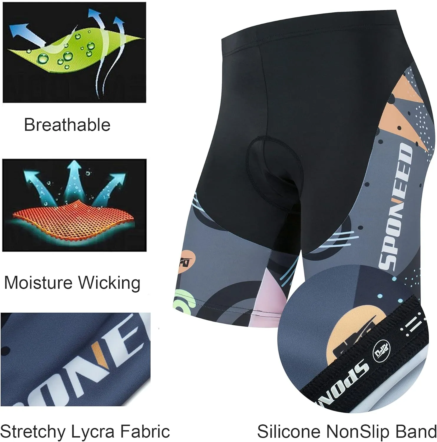 sponeed Bike Jersey and Compression Shorts sets Men's Biking Shirt with Pockets Ride Clothing Gear