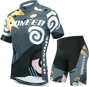 sponeed Bike Jersey and Compression Shorts sets Men's Biking Shirt with Pockets Ride Clothing Gear