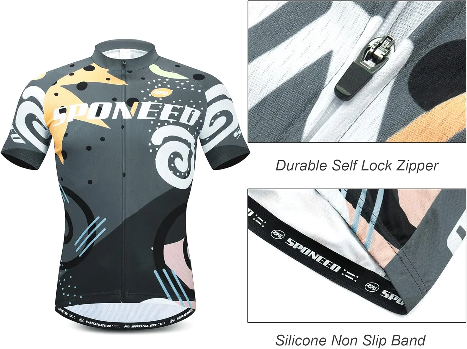 sponeed Bike Jersey and Compression Shorts sets Men's Biking Shirt with Pockets Ride Clothing Gear