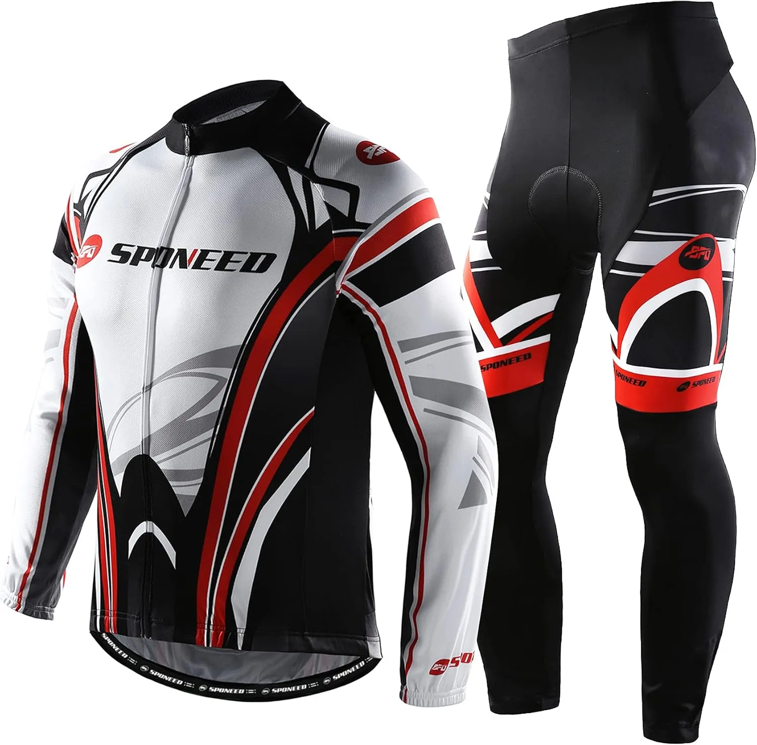 sponeed Cycling Clothes for Men Long Sleeve Mountain Bike Road Bicycle Shirt Jerseys Padded Pants Biking Outfits