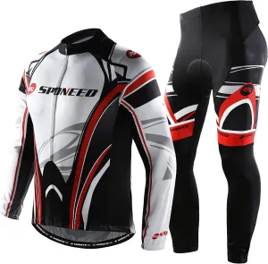 sponeed Cycling Clothes for Men Long Sleeve Mountain Bike Road Bicycle Shirt Jerseys Padded Pants Biking Outfits