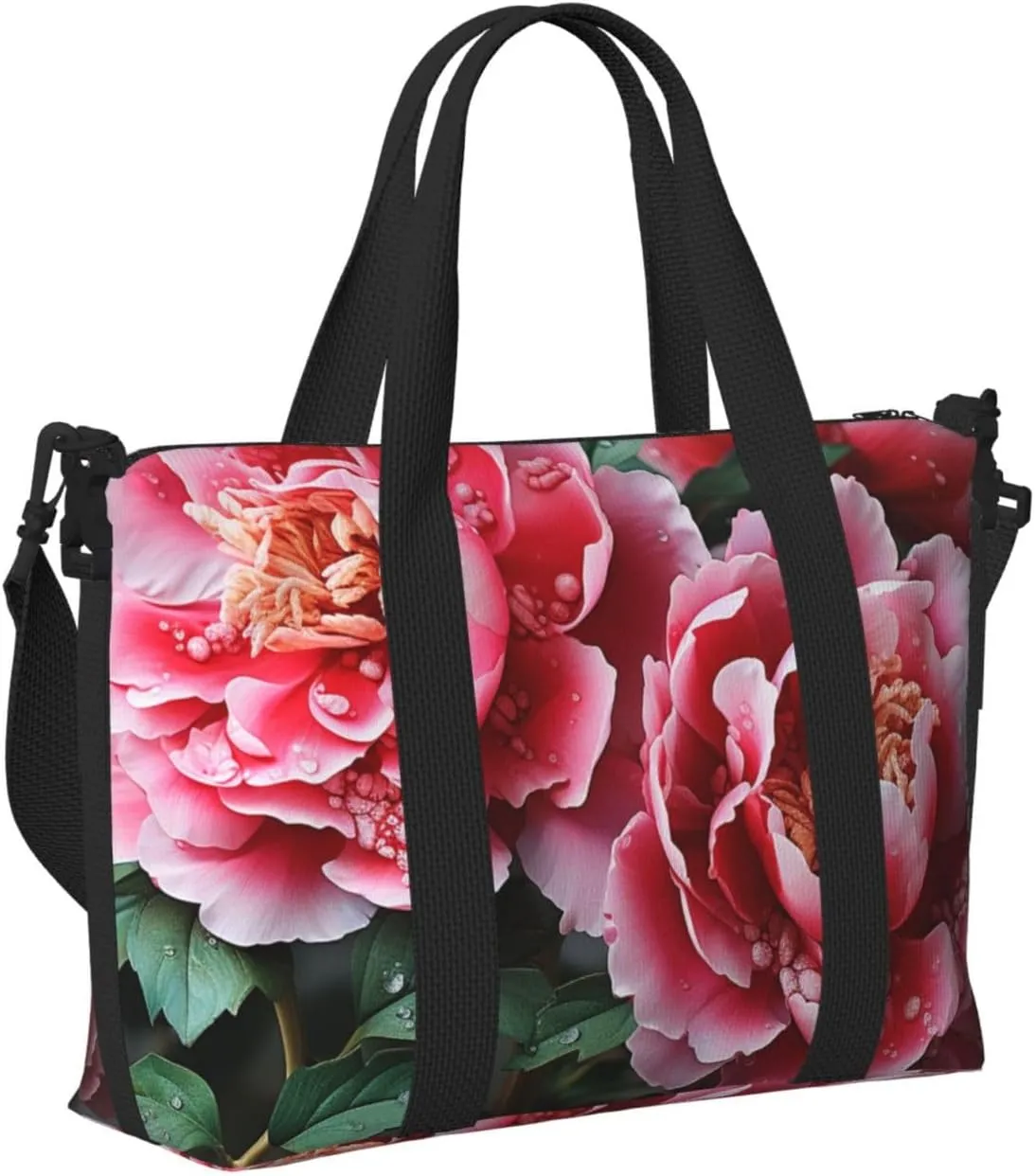 Sports Gym Bag for Women Men Travel Duffel Bag Tote Weekender Bag Carry on Overnight Bag for Travel Swimming Fitness Workout Sports Beautiful peony flower Duffle Bag