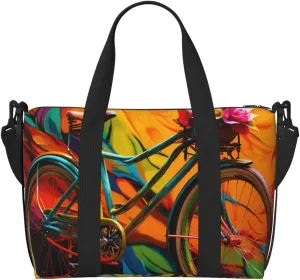 Sports Gym Bag for Women Men Travel Duffel Bag Tote Weekender Bag Carry on Overnight Bag for Travel Swimming Fitness Workout Sports Colorful bicycle Duffle Bag