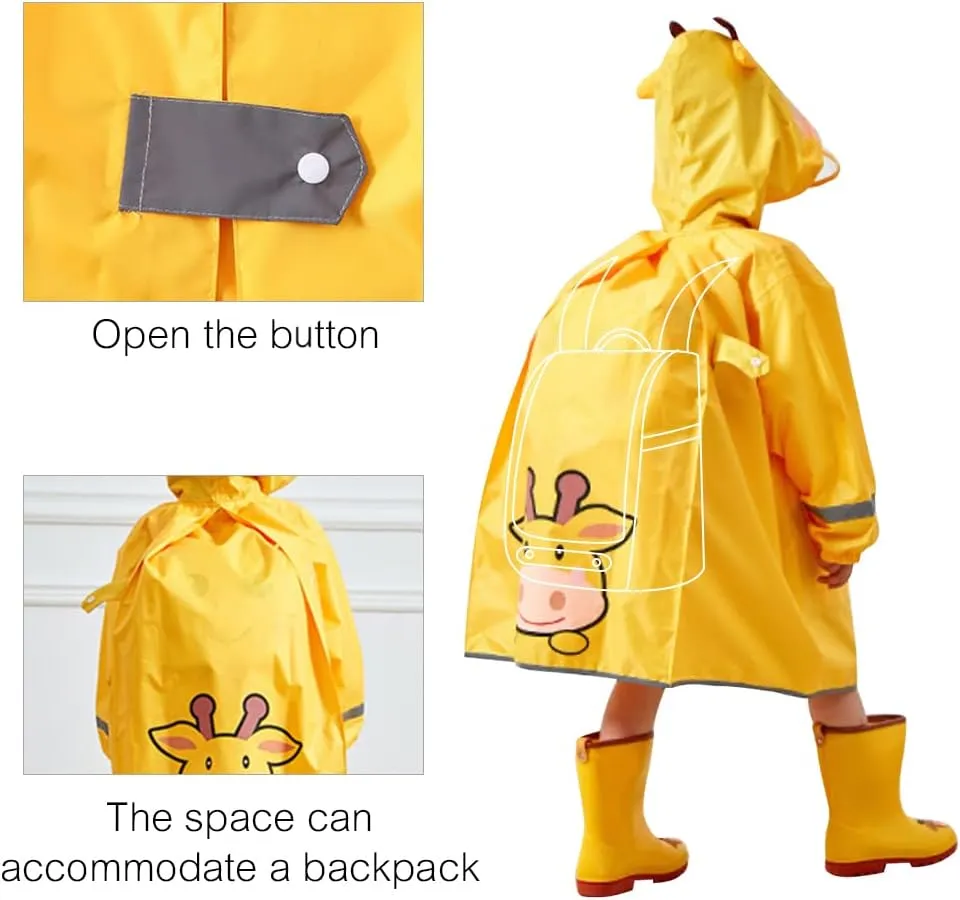 SSAWcasa Rain Poncho Kids with Hood, Toddler Rain Jacket Coat Girls Boys, Children Baby Raincoat Rainwear Gear Outerwear