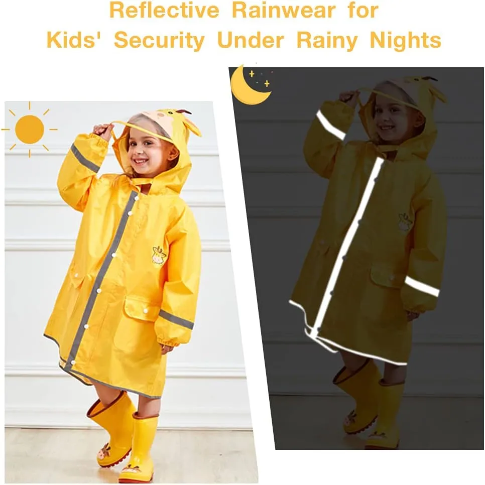 SSAWcasa Rain Poncho Kids with Hood, Toddler Rain Jacket Coat Girls Boys, Children Baby Raincoat Rainwear Gear Outerwear