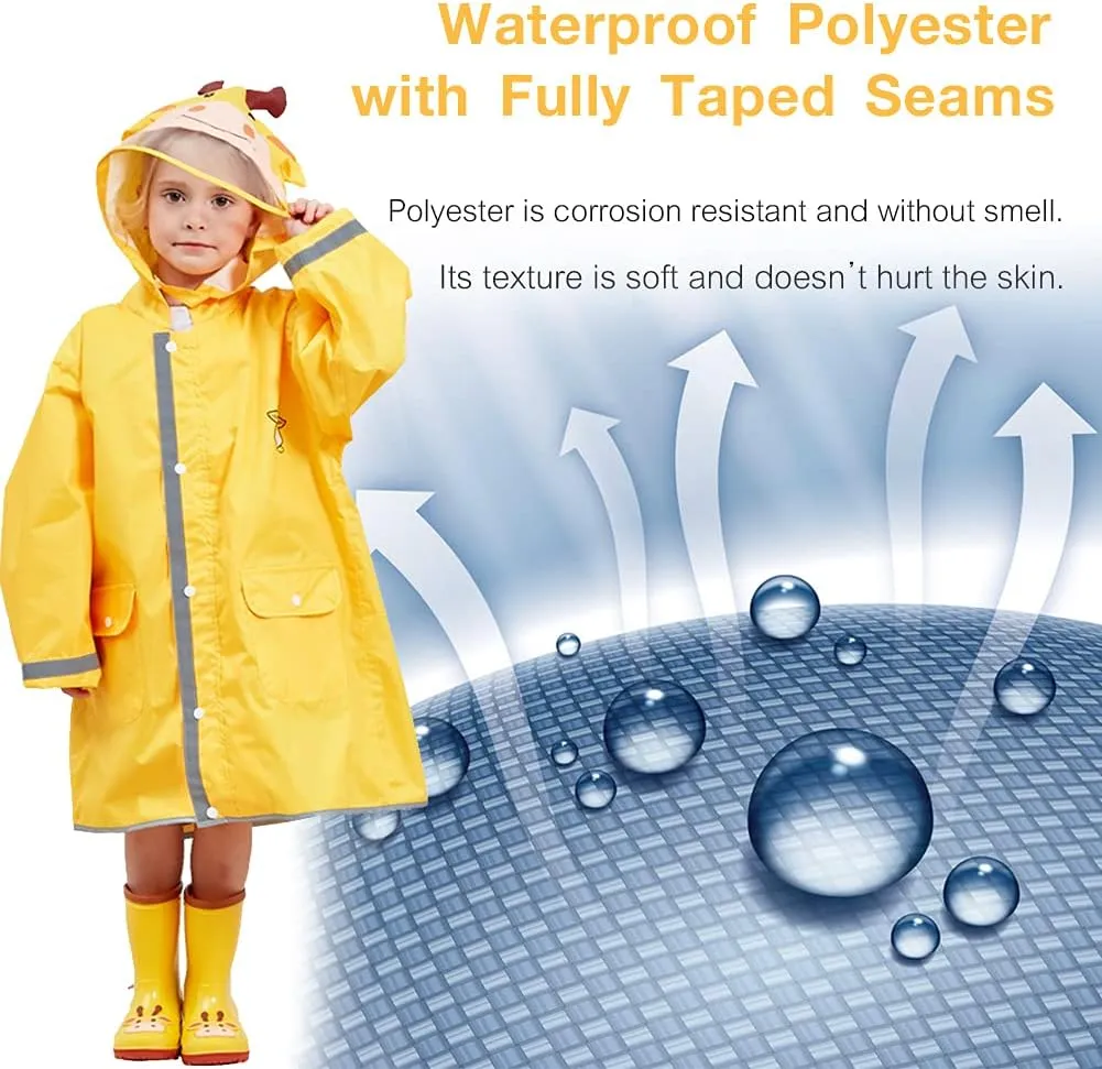 SSAWcasa Rain Poncho Kids with Hood, Toddler Rain Jacket Coat Girls Boys, Children Baby Raincoat Rainwear Gear Outerwear