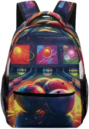 Stylish Backpack, Bowling Balls Print Durable Backpack Travel Backpack Hiking Backpack Ergonomic Backpack Comfortable Backpack