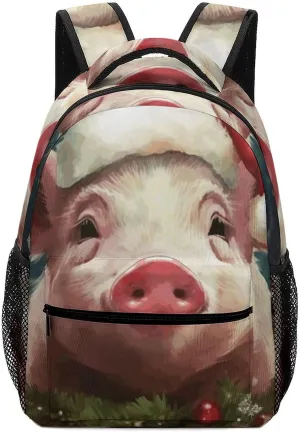 Stylish Backpack, Christmas Pig Print Durable Backpack Travel Backpack Hiking Backpack Ergonomic Backpack Comfortable Backpack