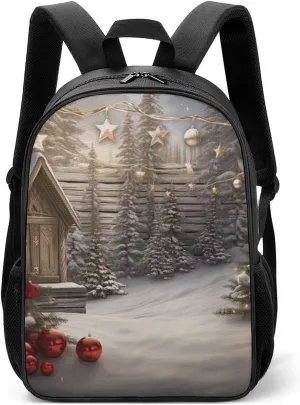 Stylish Backpack, Christmas Wood Print Durable Backpack Travel Backpack Hiking Backpack Ergonomic Backpack Comfortable Backpack