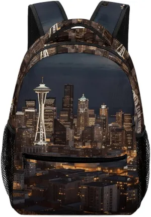 Stylish Backpack, City Seattle Print Durable Backpack Travel Backpack Hiking Backpack Ergonomic Backpack Comfortable Backpack