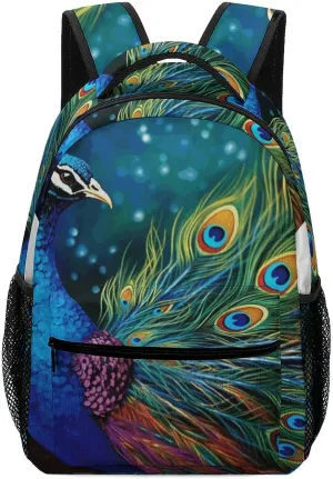 Stylish Backpack, Colored Peacock Print Durable Backpack Travel Backpack Hiking Backpack Ergonomic Backpack Comfortable Backpack