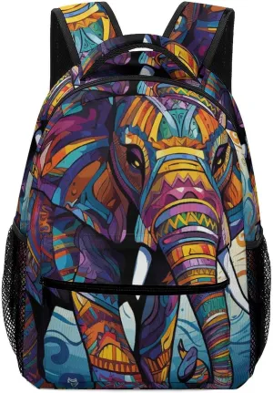Stylish Backpack, Colorful Elephant Print Durable Backpack Travel Backpack Hiking Backpack Ergonomic Backpack Comfortable Backpack, Style