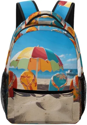 Stylish Backpack, Colorful Flip Flops Beach Ball Print Durable Backpack Travel Backpack Hiking Backpack Ergonomic Backpack Comfortable Backpack