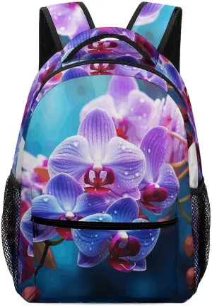 Stylish Backpack, Colorful Orchids Flower Print Durable Backpack Travel Backpack Hiking Backpack Ergonomic Backpack Comfortable Backpack