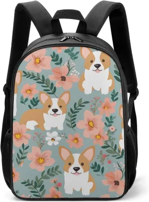 Stylish Backpack, Corgi Floral Flowers Spring Garden Print Durable Backpack Travel Backpack Hiking Backpack Ergonomic Backpack Comfortable Backpack, Style