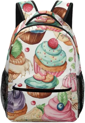 Stylish Backpack, Cupcakes Donuts Muffins Sugar Print Durable Backpack Travel Backpack Hiking Backpack Ergonomic Backpack Comfortable Backpack