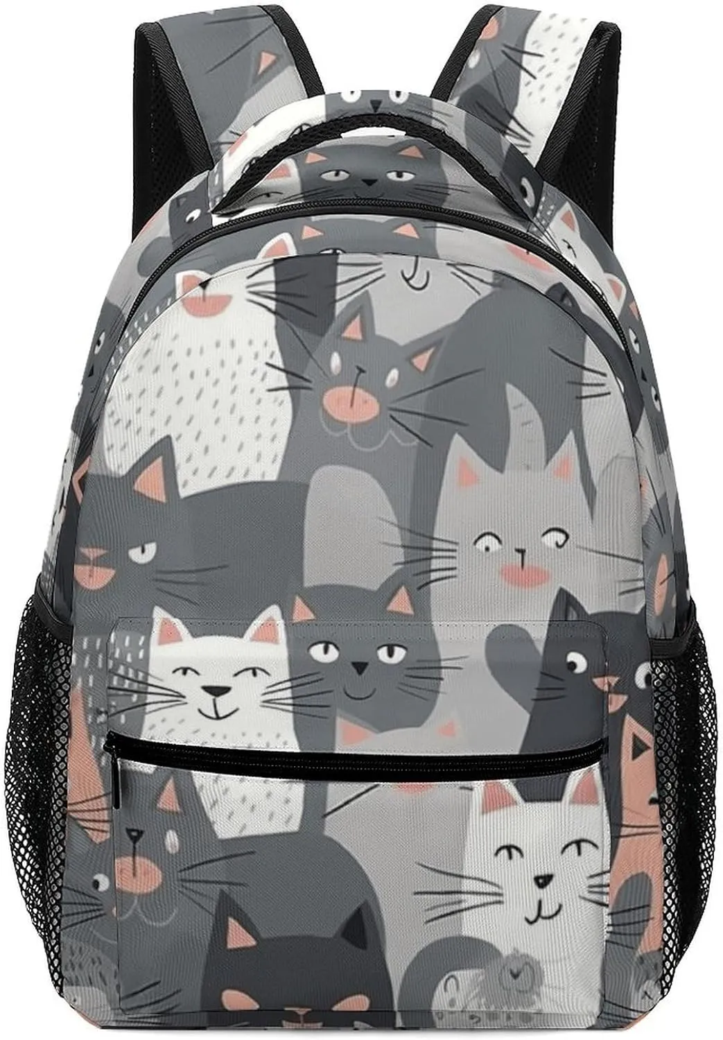 Stylish Backpack, Cute Funny Grey Cats Pattern Print Durable Backpack Travel Backpack Hiking Backpack Ergonomic Backpack Comfortable Backpack, Style