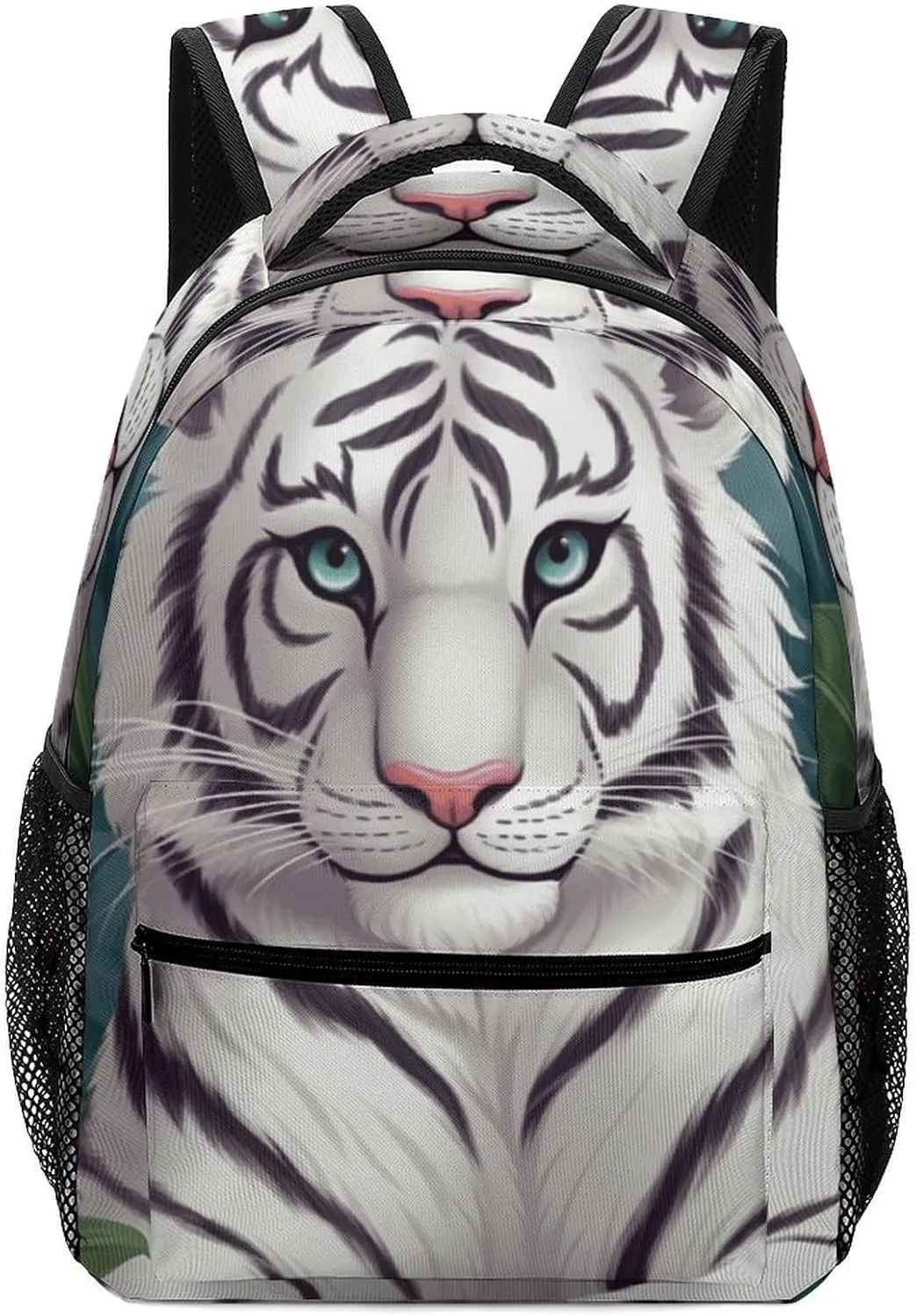 Stylish Backpack, Cute White Tige Print Durable Backpack Travel Backpack Hiking Backpack Ergonomic Backpack Comfortable Backpack