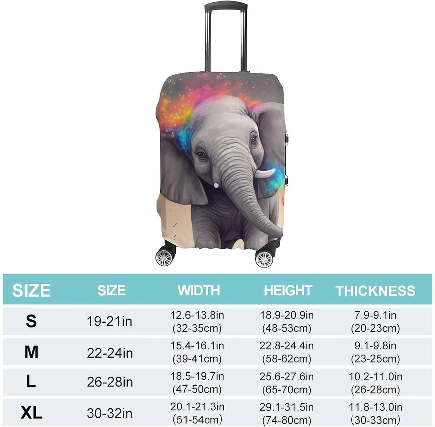 Suitcase Covers for Luggage Animal Cartoon Elephant Fashion Luggage Cover Washable Protector Waterproof Suitcase Cover Anti-scratch Travel Suitcases Covers Case for 19-32 Inch Luggages M