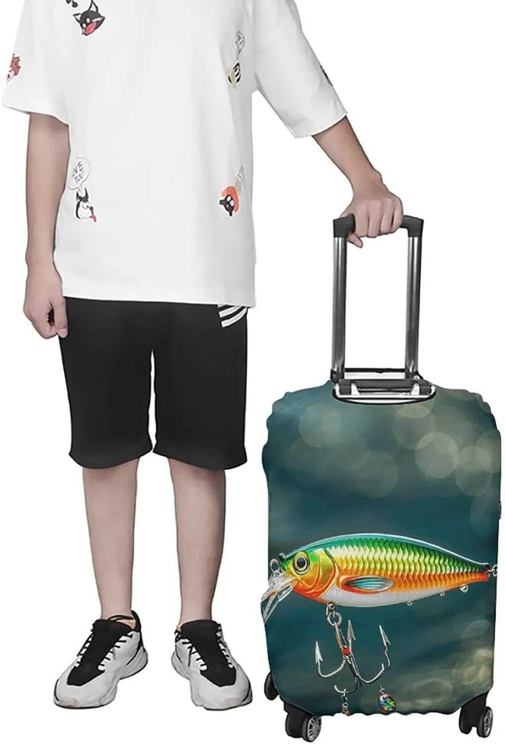 Suitcase Covers for Luggage Fishing Lure Style Fashion Luggage Cover Washable Protector Waterproof Suitcase Cover Anti-scratch Travel Suitcases Covers Case for 19-32 Inch Luggages L