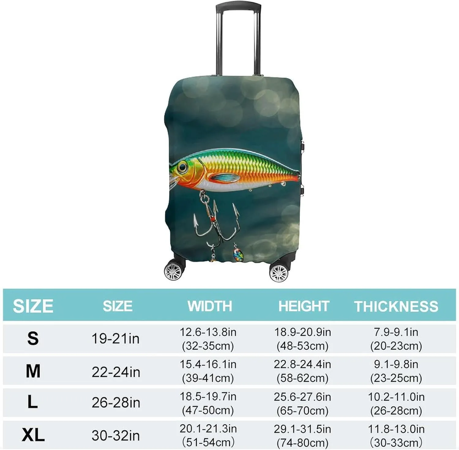 Suitcase Covers for Luggage Fishing Lure Style Fashion Luggage Cover Washable Protector Waterproof Suitcase Cover Anti-scratch Travel Suitcases Covers Case for 19-32 Inch Luggages XL