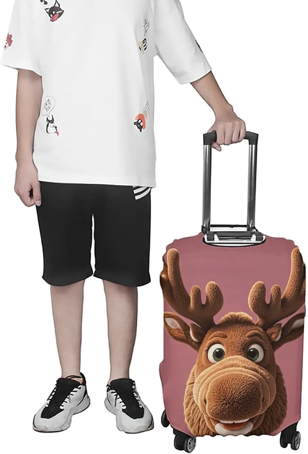 Suitcase Covers for Luggage Funny Christmas Moose Head Fashion Luggage Cover Washable Protector Waterproof Suitcase Cover Anti-scratch Travel Suitcases Covers Case for 19-32 Inch Luggages L