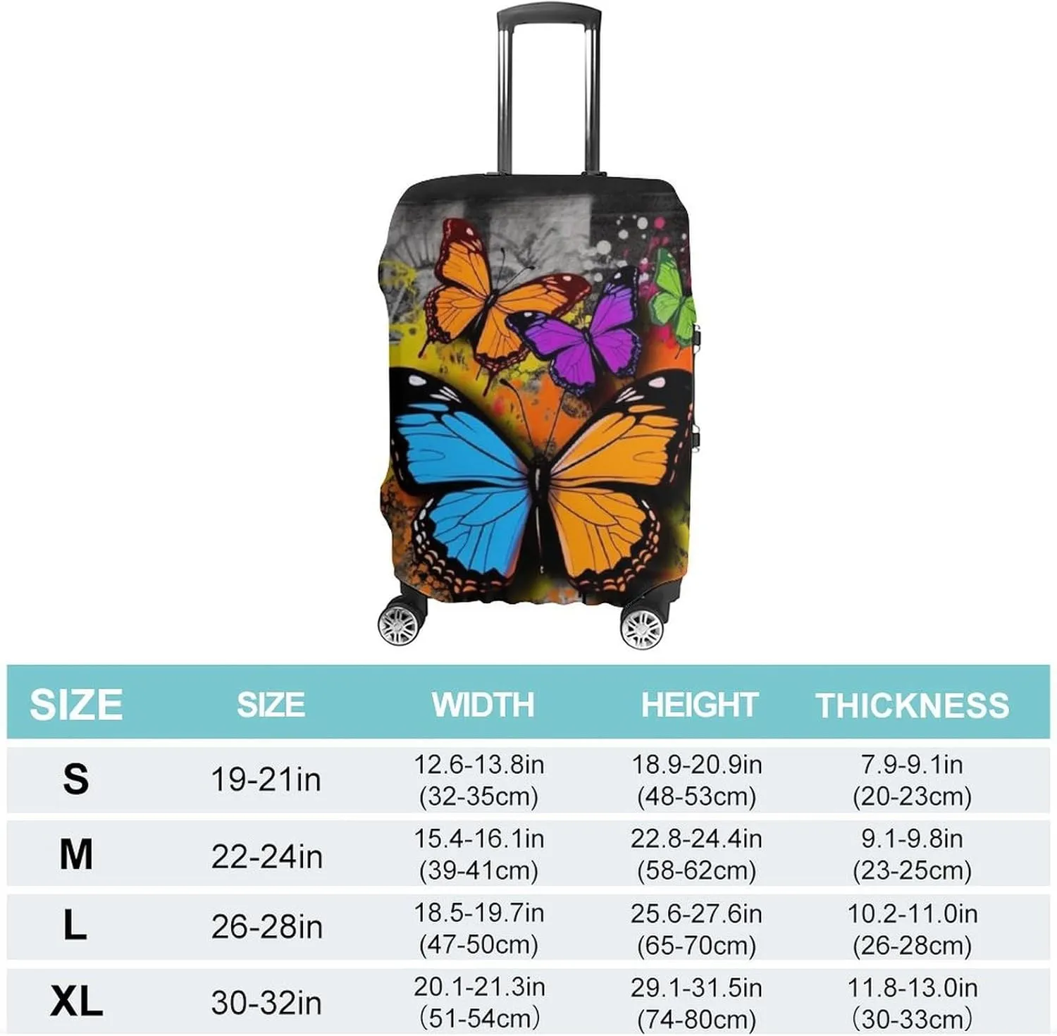 Suitcase Covers for Luggage Graffiti Butterfly Fashion Luggage Cover Washable Protector Waterproof Suitcase Cover Anti-scratch Travel Suitcases Covers Case for 19-32 Inch Luggages M