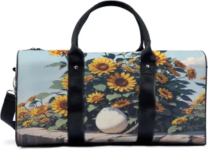 sunflower vase flower bush Travel Duffel Bag for Woman Weekender Bag Man Tote Gym Bag Sport Gym Bag Hospital Bag for Labor and Delivery Overnight Bag Luggage Bag