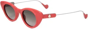 Sunglasses Moncler ML 0102 66B Shiny Red, Palladium Metal/Gradient Gray Zeiss