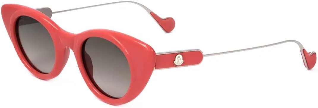 Sunglasses Moncler ML 0102 66B Shiny Red, Palladium Metal/Gradient Gray Zeiss