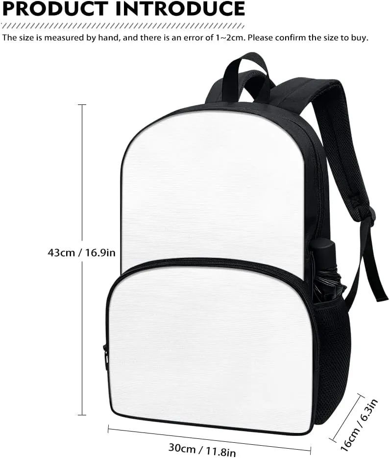 Suobstales Cat Floral Print Backback Set of 3 for Teen Girls Boys Kids, Lightweight School Book Bag/Pencil Case/Lunchbox Fashion Shoulder Bag for Travel Hiking School