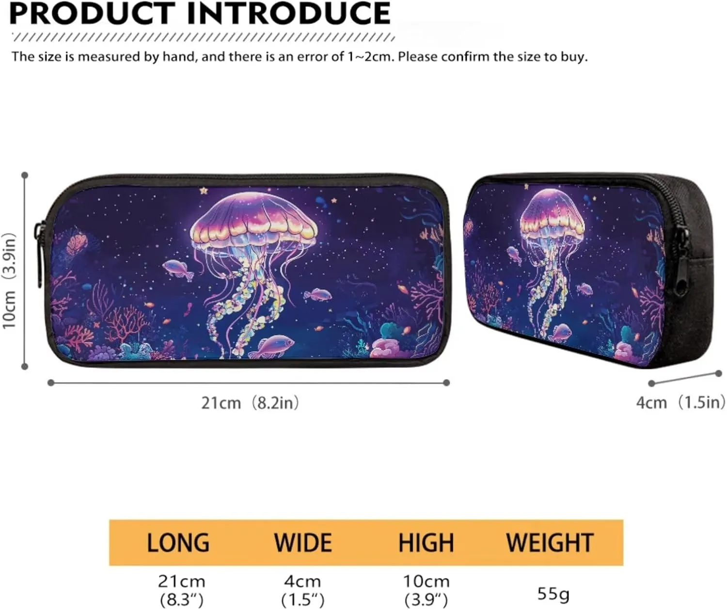 Suobstales Jellyfish Fish Coral Print 3pcs Kids Backpack School Bag for Girls Elementary Primary Bookbag with Lunch Box Pencil Case 3 In 1 Casual Daypack Rucksack Satchel