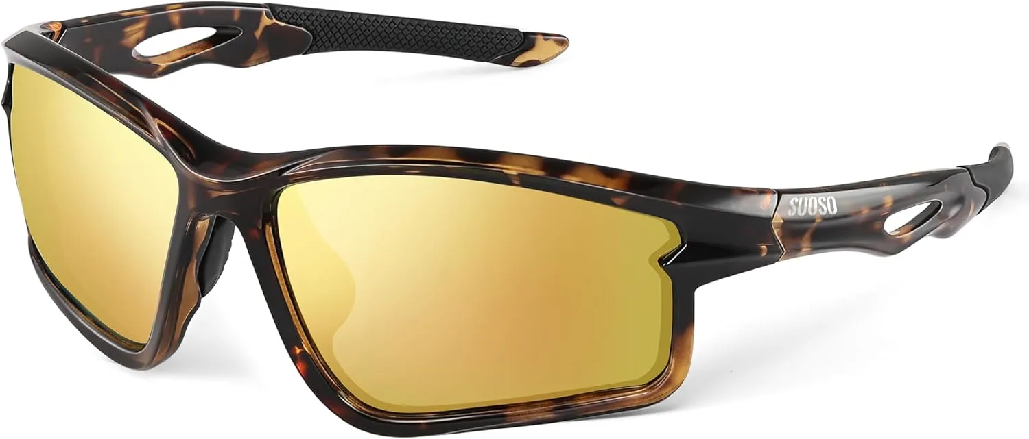 suoso Polarized Sports Sunglasses Men: Running Sunglasses Women Wrap Around Glasses for Fishing Driving UV400 Protection TR90