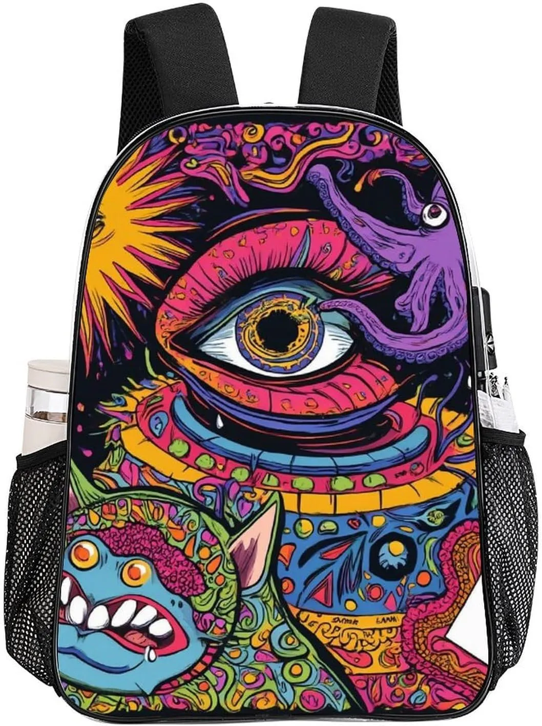 Supdreamc Men Women Lightweight Abstract Graffiti Paint Daypack Bookbag Big Capacity Carry On Bag Transparent Bag for Camping Travel Bicycle