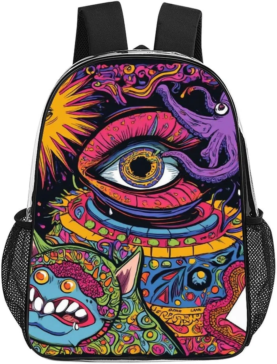 Supdreamc Men Women Lightweight Abstract Graffiti Paint Daypack Bookbag Big Capacity Carry On Bag Transparent Bag for Camping Travel Bicycle