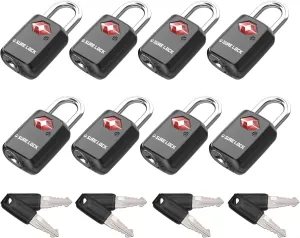 Sure Lock TSA Approved Luggage Locks Mini Size Lock with Keys for Travel, Zinc Alloy Body with Steel Shackle, Key Alike, Key Alike in The Same Package