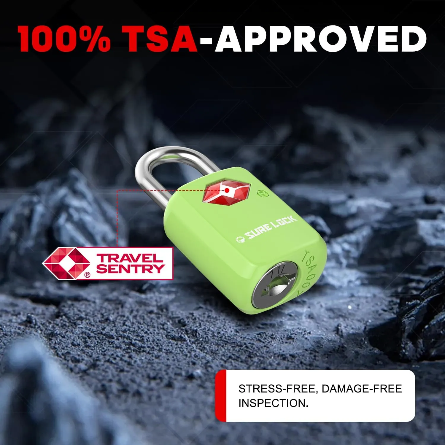 Sure Lock TSA Approved Luggage Locks Mini Size Lock with Keys for Travel, Zinc Alloy Body with Steel Shackle, Key Alike, Key Alike in The Same Package