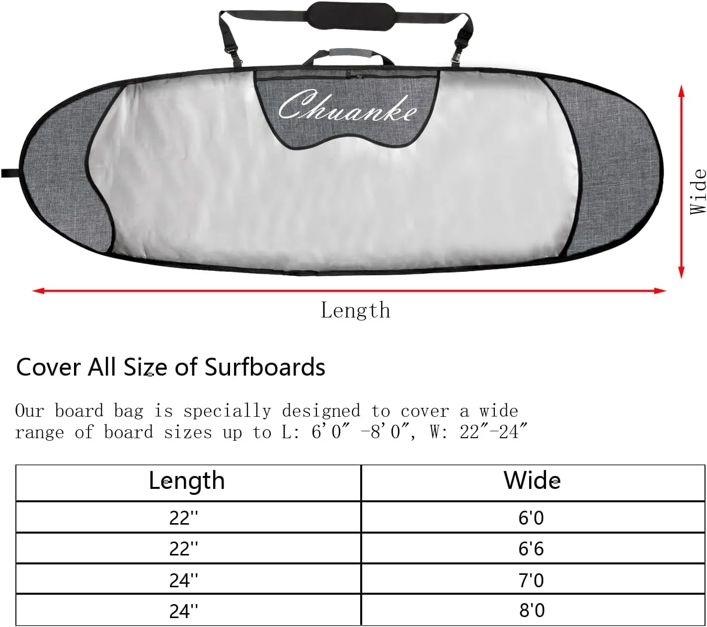 Surfboard Carrying Bags for Outdoor surfboard storage bag longboard bag,6'0, 6'6, 7'0, 8'0,