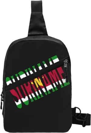 Suriname Font Surinamese Flag Crossbody Bag Portable Sling Bags Foldable Chest Daypack Reusable Sports Shoulder Backpack Diagonally Casual Rucksack Travel Bag